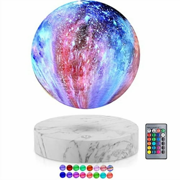 Floating Moon Lamp with 16 LED Colors, Levitating Galaxy Moon Night Light , Multi-color Rotating Table Lamp Touch Control , 3D Printed Desk Moon Light Decor
