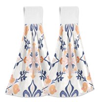 Yayeee Kitchen Hanging Hand Towels Set of 2 with Loop Bathroom Absorbent Tie Towel, Colorful Abstract Pattern