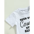 thumbnail image 5 of Genuiskids Western Baby Boy Clothes Cowboy Outfit Shorts Sleeve Letter Print Shirt Top Cow Spot Pants 2PCS Summer Clothes, 5 of 9