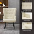 thumbnail image 4 of Modern Office Chair, Sherpa Fabric Upholstered Accent Chair, for Living Room and Bedroom, White, 4 of 7