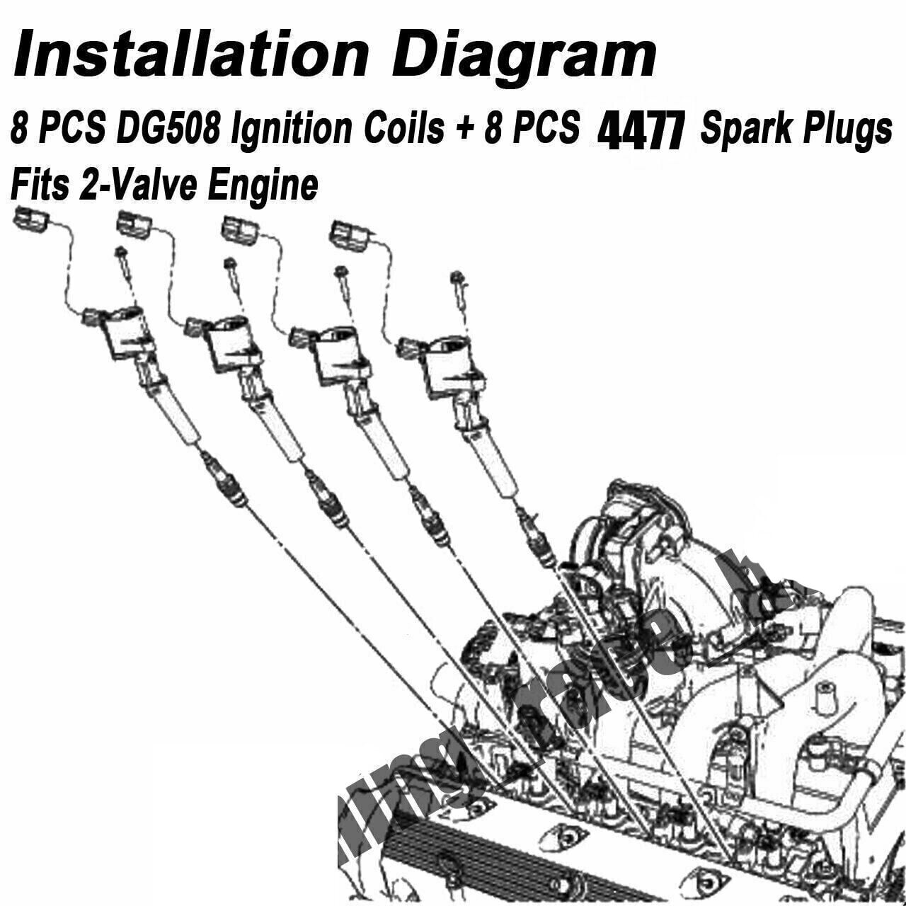 Set of 8 Ignition Coils & 8 Spark Plugs Compatible with Ford Lincoln 4.6L 5.4L V8 Replacement for DG508 (Black, Curved)