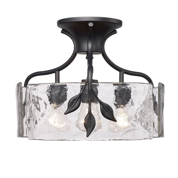 Golden Lighting Calla 3-light Semi-Flush Mount in Natural Black