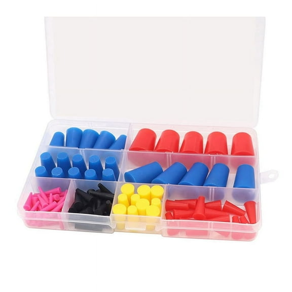 105Pcs 1/16Inch to 5/8Inch Silicone Rubber Tapered Plug Assortment Kits for Masking Holes During Powder Coating