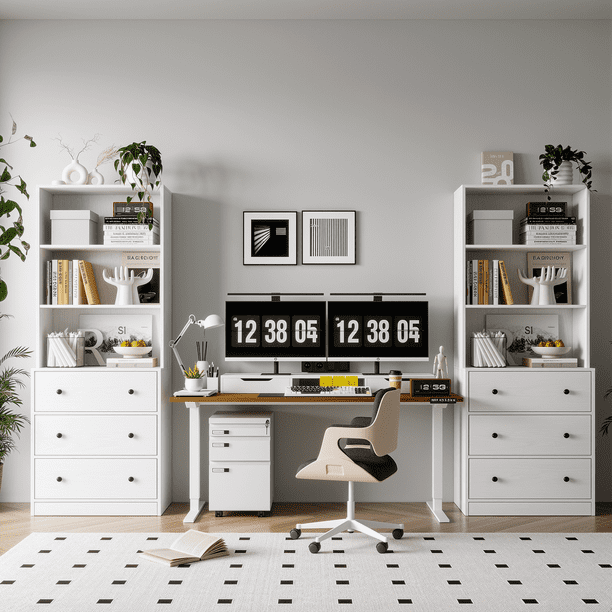 RichYa 71'' Tall Bookcase with 3 Drawers,3 Cubes 6-Tier