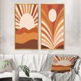 thumbnail image 1 of Designart "Midcentury Terracotta Sun Retro Landscape II" Modern Midcentury Framed Wall Art Set Of 2 - Mid-Century Brown Gallery Wall Frame Set For Home Decor, 1 of 6
