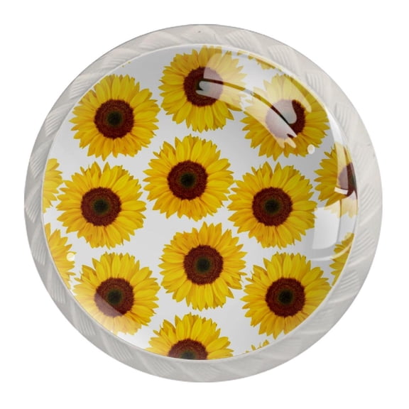 4 Pcs Sunflower Knobs for Kitchen Cabinet Cupboard Dresser Bookcase Drawer Pulls Handles Round Home Decor