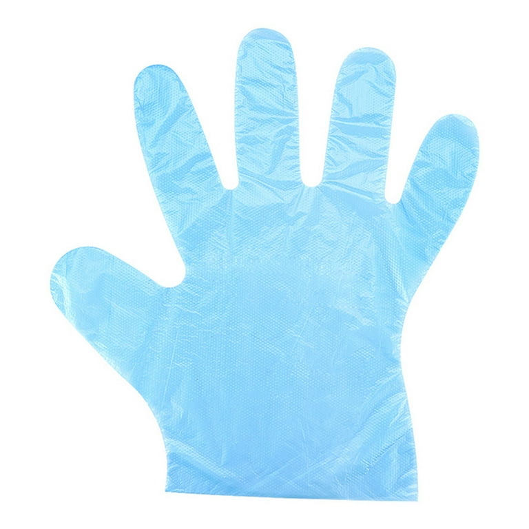 Blue plastic disposable sale gloves