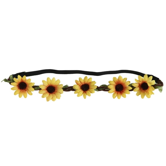 Worgeous Hawaiian Sunflower Crown Hair Band Luau Party Leis Garland Wreaths Tropical Beach Theme Party Favors (Yellow)