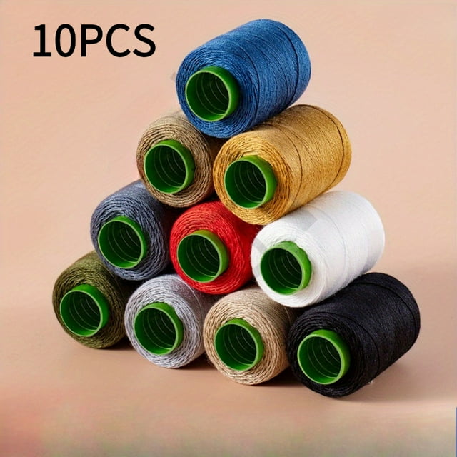 LEEYNEER Ensemble de 10 Fils Épais Robustes - 3 Boutons Polyester (Animal de Compagnie) - Similaire à Fil de Réparation en Denim 10 Couleurs (Kaki Gris Pâle Beige Blanc Rouge Bleu Marine Noir) - Parfait pour Jeans