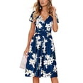 thumbnail image 2 of LWavelet Women's Plus Size Midi Dress Short Sleeve V-Neck Wrap Floral Print Casual Flowy Dress Navy XL, 2 of 5