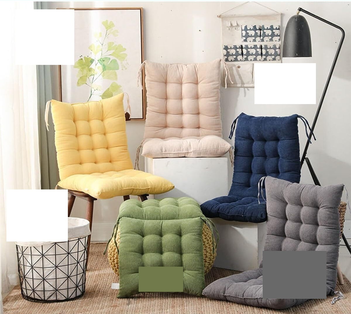 High Back Chair Seat Cushion Dining/Kitchen/Office Chair Pads with Ties Thickened One-Piece Rocking Chair Cushion, Indoor/Outdoor Furniture Patio Chair Cushion