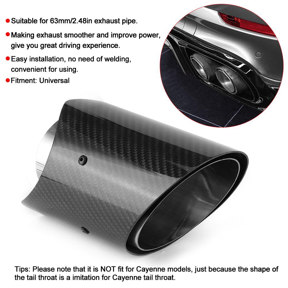 Steel Carbon Fiber Car Rear Dual Exhaust Pipe Tail Muffler Tip Throat Tailpipe H