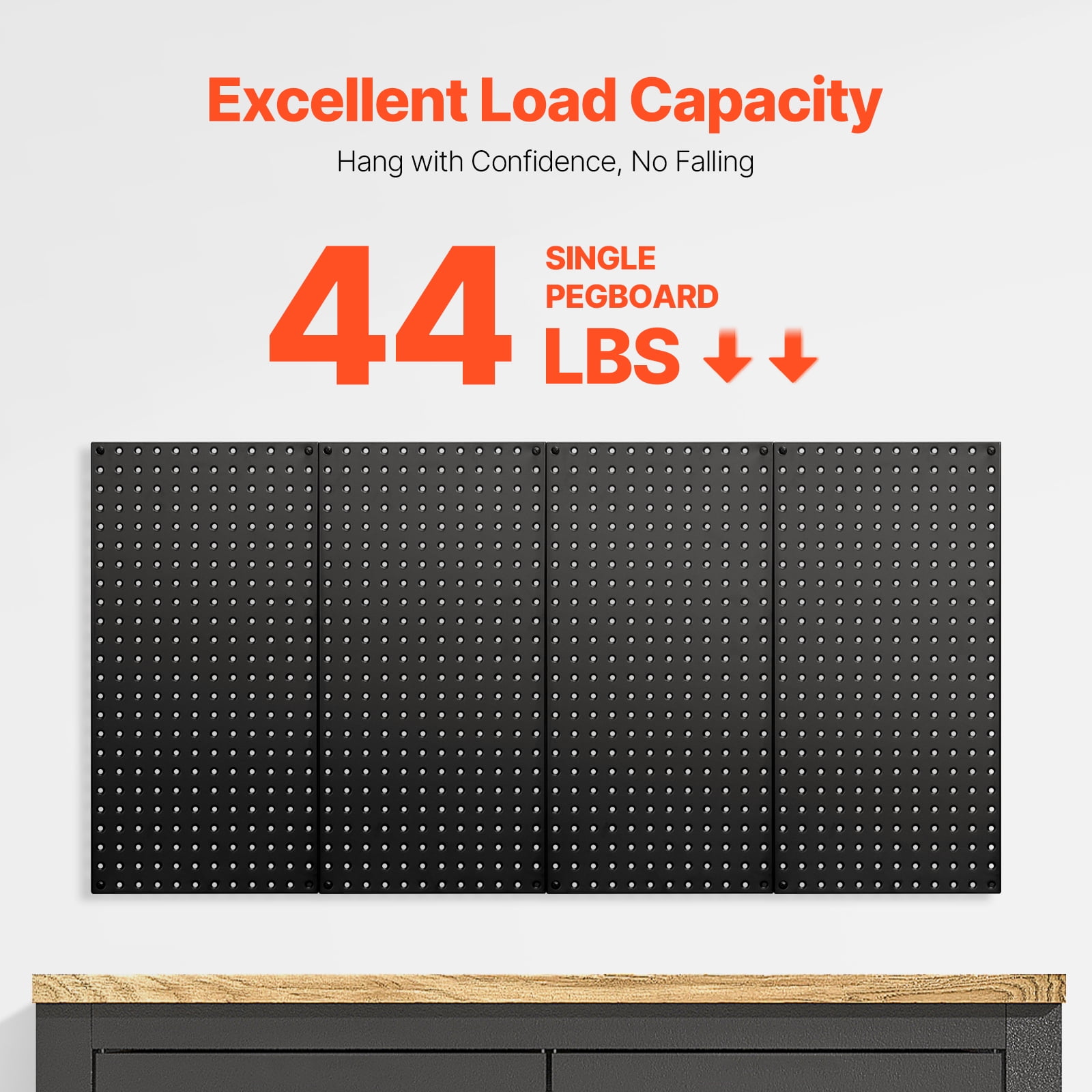 KFFKFF Metal Pegboard Panels, 24" x 12" Pegboard, Set of 4 Heavy-Duty Steel Panels, Wall Organizer for Tools, Garage, Office, Kitchen, Craft Room, and Home Storage, Black