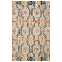 SAFAVIEH Trace Constantina Geometric Striped Wool Area Rug, Grey/Blue, 5' x 8'