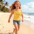 thumbnail image 5 of Miluxas Girl Summer Bow Tie Front Tank Top Sweetheart Neckline Sleeveless Backless Cute Cami Going Out Tops Yellow 1-2Years, 5 of 7
