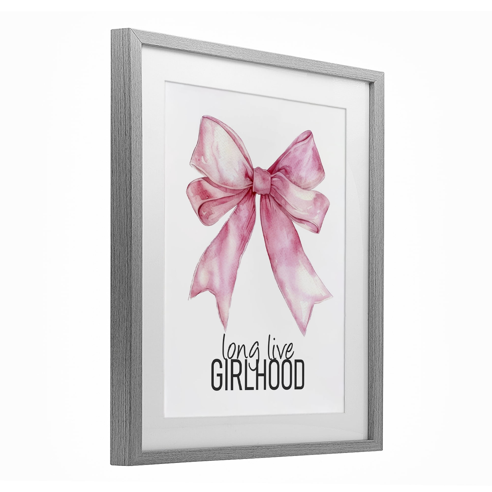 Long Live Girlhood Gray Framed Print Under Glass, design by Kim Allen