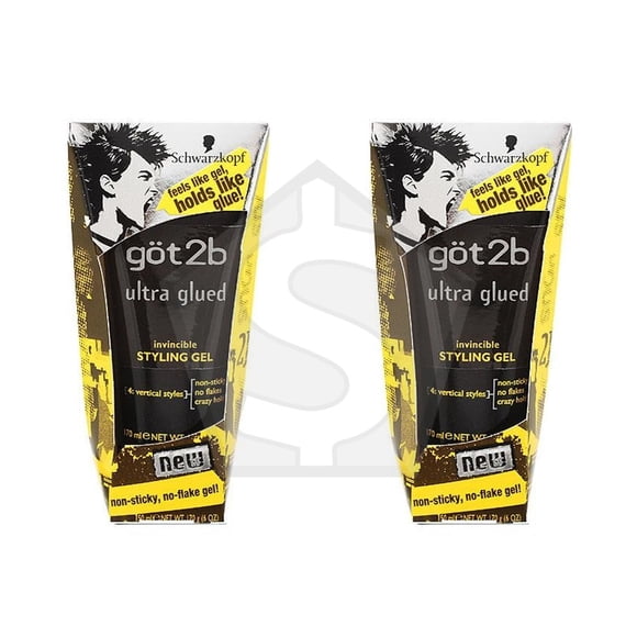 Bundle of 2 - GOT2B Ultra Glued Styling Gel [Black] (6oz)