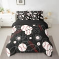 thumbnail image 2 of Manfei Baseball Game 7-Piece Twin Bedding Sets,Black White Bedding Comforter Set,Ball Gamer Breathable Sheet Sets,Lightweight Sport Bedroom Decoration,Reversible, 2 of 7