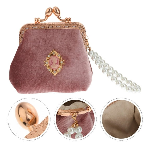 ELAYARD Small Money Pouch Coin Purse Vintage Style Velvet 1Pcs for Women Daily Use