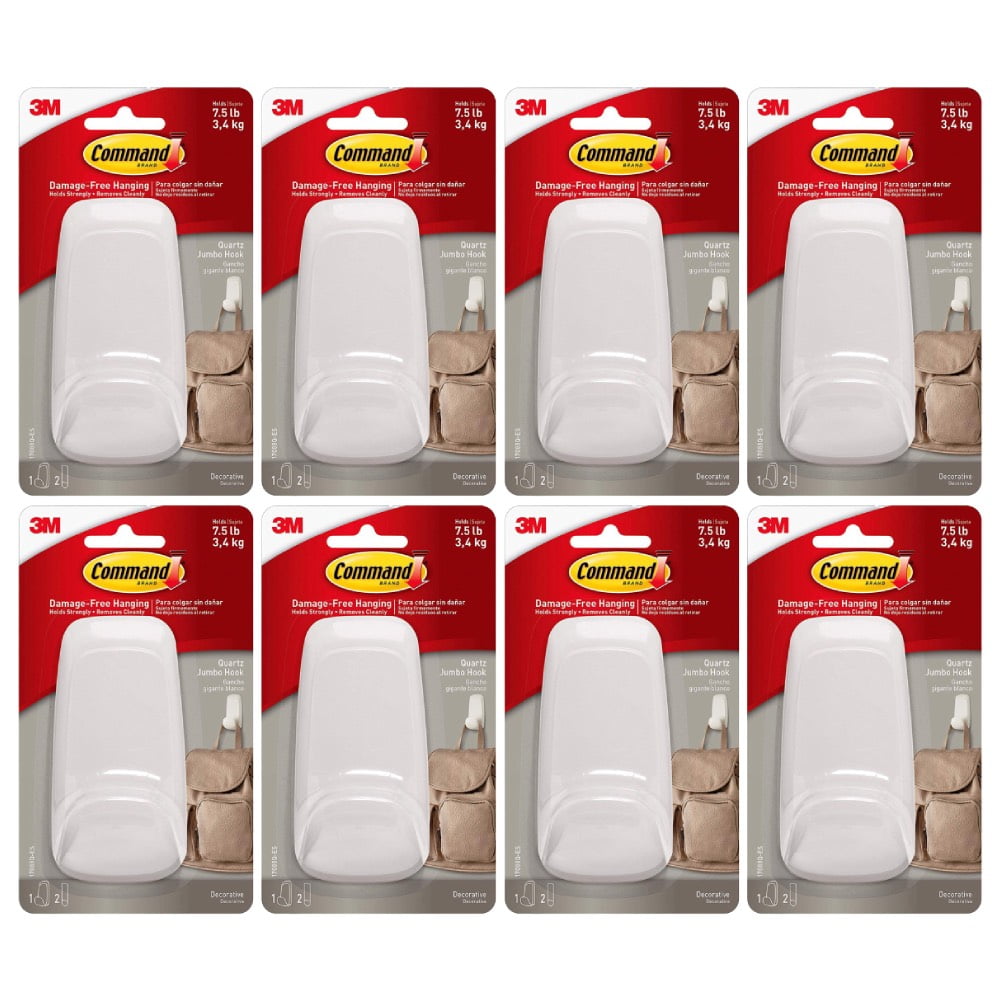 3M17088Q Command Jumbo Hook Quartz Decorative Hanger Holds Up To 7.5