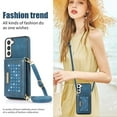 thumbnail image 4 of Nalacover Wallet Crossbody for Samsung Galaxy S23 Phone Case with Lanyard Strap Credit Card Holder, PU Leather Protective Handbag Purse Kickstand Bling Diamond Cover Women Girl, Blue, 4 of 10