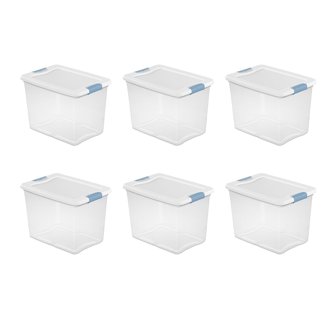 HearthHarmony 24-Pack Latching Box, Under Bed Storage Bins With Lids, Clear Plastic, 32 Quart Heavy Duty Organizing Containers Closet Bathroom Office