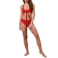 thumbnail image 2 of Women's Lace Up Decoration Push Up Bikini Sets 2 Piece Wide Strap Top Triangle Bottom Swimwear Bathing Suits 2 Sets Large Yellow, Red, 2 of 5