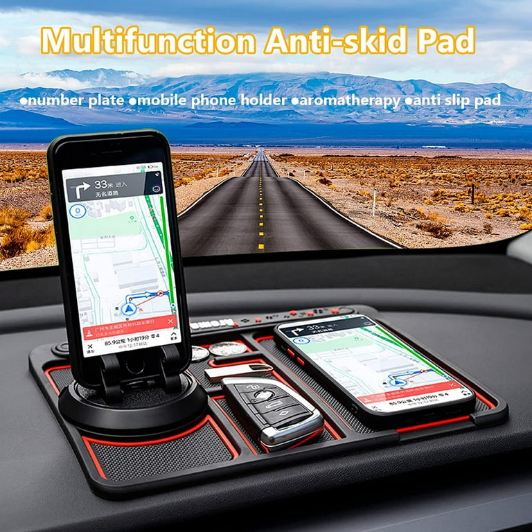 Non-Slip Phone Pad for 4-in-1 Car Multifunctional Silicone Dashboard Sticky  Phone Holder Mat, 360 Degrees Rotating Car 