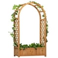 thumbnail image 1 of Outsunny Raised Garden Bed with Arch Trellis Outdoor Planter Box, Brown, 1 of 9