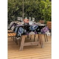 thumbnail image 3 of Outdoor Tablecloth with Umbrella Hole for Patio/Picnic/Party/Camping, Country Flowers Waterproof Table Cloth Rectangle Table Cover Washable, Botanical Purple Blue Floral Black (60"x 84"), 3 of 8