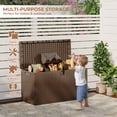 thumbnail image 2 of Kicctian 73 Gallon Outdoor Storage Box, Lockable Deck Organizer for Patio Cushions, Tools and Pool Gear,Brown, 2 of 6