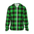 thumbnail image 1 of Fotbe Buffalo Plaid Green Black Chaqueta con Protección Solar UPF 50+ para Hombre y Mujer, Camisa con Capucha y Bolsillos-Small, 1 of 7