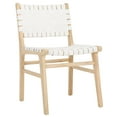 thumbnail image 5 of SAFAVIEH Taika Contemporary Leather Solid Dining Side Chair, White/Light Natural (Set of 2), 5 of 13