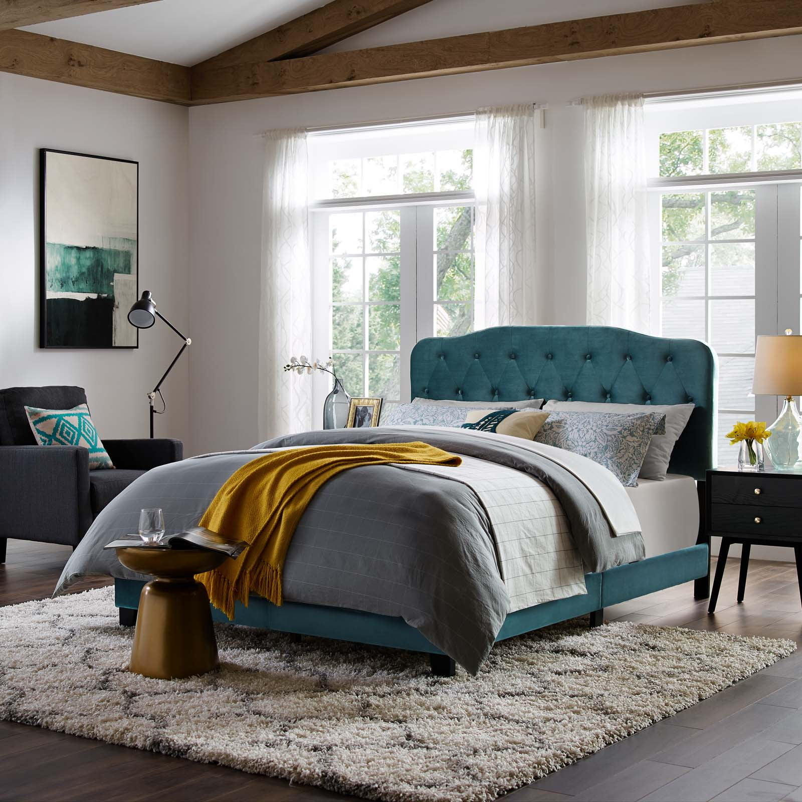 Contemporary Modern Urban Designer Bedroom Twin Size Platform Bed Frame