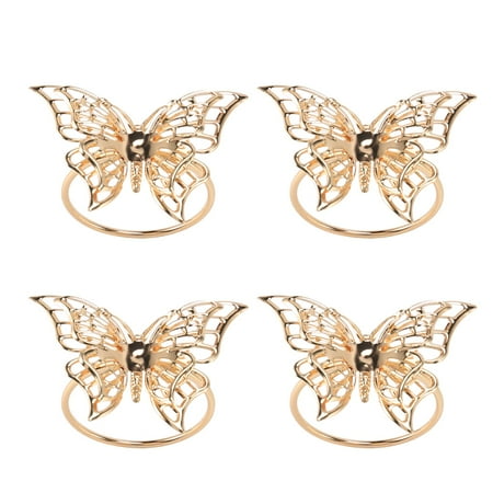 

Napkin Rings Set of 4 Gold Butterfly Napkin Rings Napkin Holders for Wedding Banquet Dinner Decor Favor Tabletop Adornment Holder Table Decoration