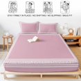 thumbnail image 5 of Full Size Fitted Sheet Set - Pink Geometric 3 Piece Bedding Sets 16" Deep Pocket Fitted Sheet with 2 Pillowcases White Greek Key Design Abstract Modern Art Brushed Microfiber Hotel Luxury Bed Sheets, 5 of 9