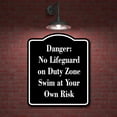 thumbnail image 2 of Danger No Lifeguard on Duty Zone Swim at Own Risk BLACK Aluminum Composite Sign 20''x24'', 2 of 9