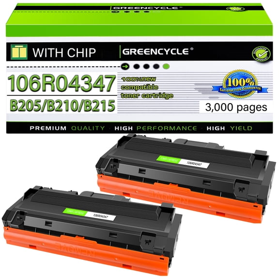 GREENCYCLE 2 Pack Compatible for Xerox B205 B210 B215 Black 106R04347 106R04346 Toner Cartridge Replacement with B205NI B205MFP B210DNI B215DNI B215MFP Printer