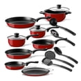 thumbnail image 1 of Juego de Ollas, Sartenes, Comal de Carbono Antiadherente y Utensilios de Cocina Silicona 16 Pzas rojo 16, 1 of 7