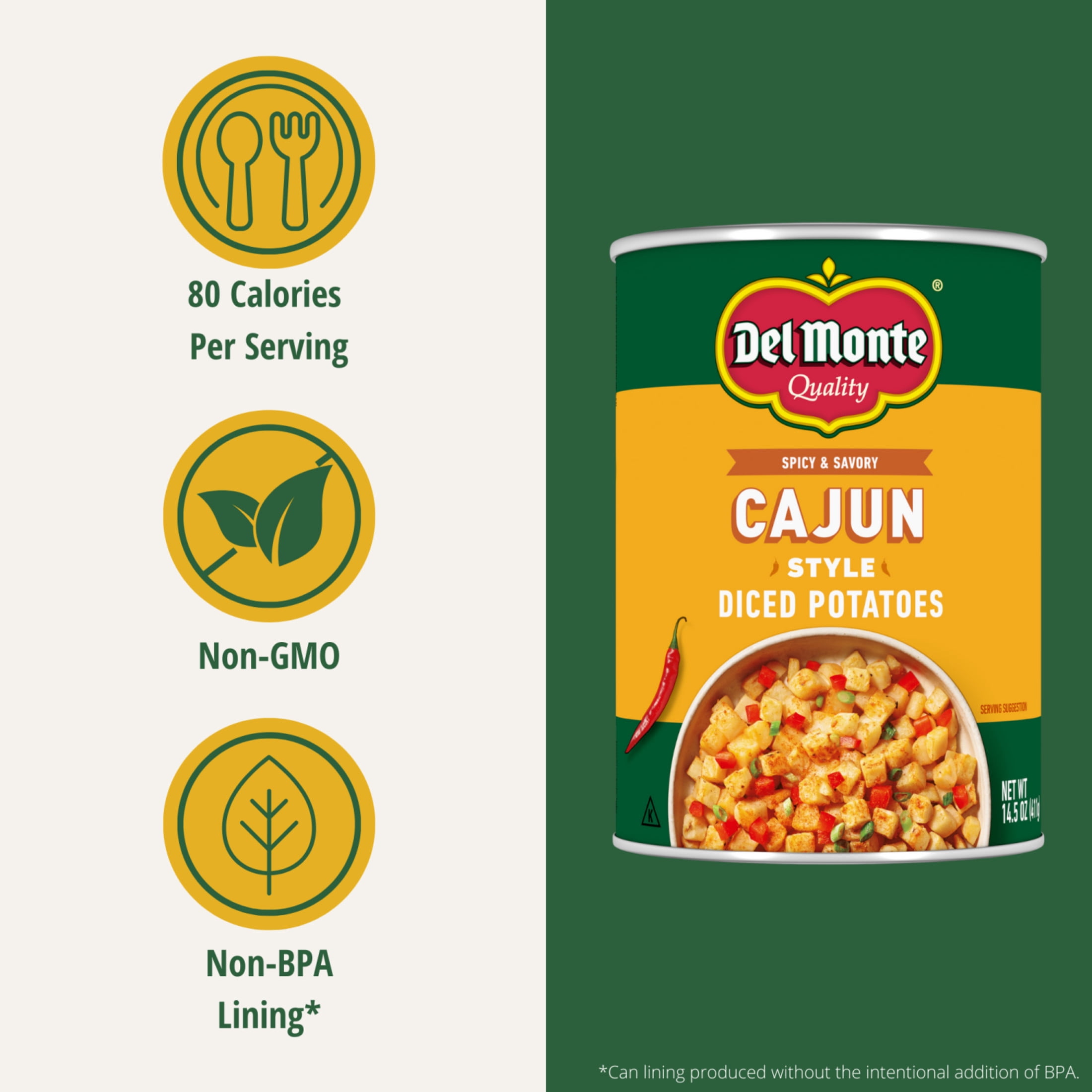 (12 pack) Del Monte® Cajun Style Diced Potatoes, 14.5 oz. Can