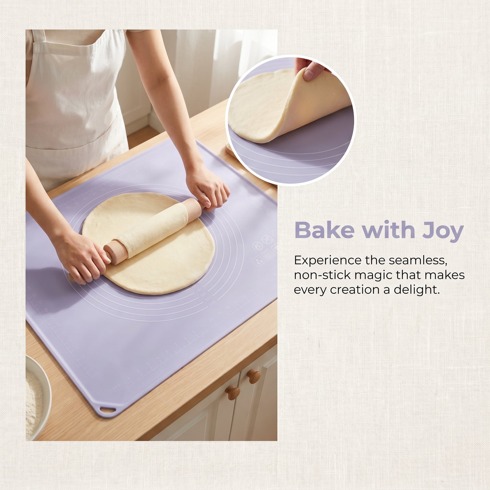 Unique Bargains Solid Color Silicone Pastry Baking Mat with Measurements Purple 15.7"x23.6"