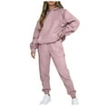 thumbnail image 2 of felwors Sweatsuits Women 2 Piece Outfits Lounge Two Piece Sets Sweatshirts Sweatpants Hoodies Tracksuits with Pockets Pink, L, 2 of 4