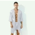 thumbnail image 3 of Bovxnpu Mens Bathrobes, Men's Lightweight Bathrobe Spa Bath Robe for Men Soft Loungewear Nightwear for Summer, 3 of 4