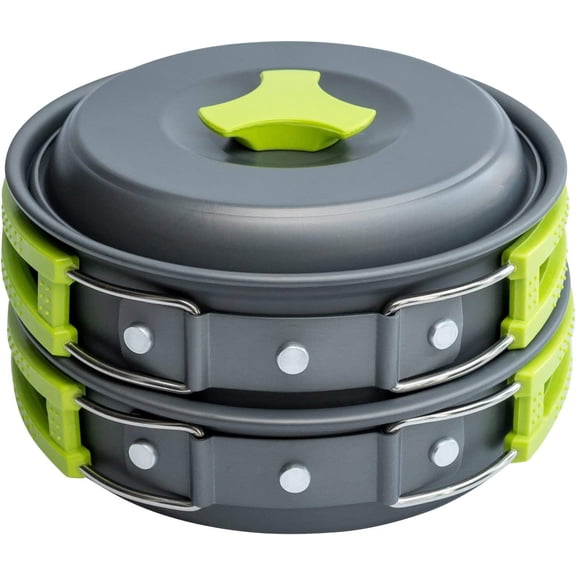 Camping Cookware Mess Kit for Backpacking Gear – Camping Cooking Set - Camping Pots and Pans Set - Backpacking Stove/Portable Stove Compatible - Camp Kitchen Equipment Accessories Pot