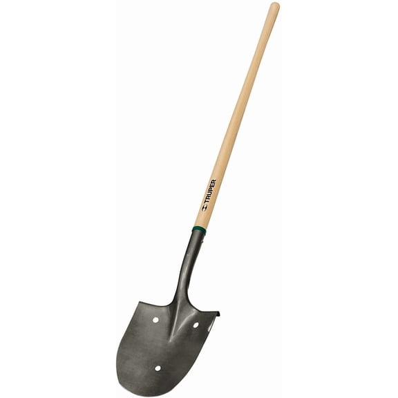 Truper Tru Tough Rice Shovel - Perforated Scoop, Reinforced Handle - 48 Inch Long Handle — Residential Use, Standard Application