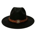 thumbnail image 3 of Western Cowboy Wide Brim Felt Hat, Unisex Vintage Star Band Fedora Hat Four Season Fashion Party Daily Outdoor Cowgirl Cowboy Hat(Black), 3 of 5