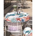 thumbnail image 5 of nqOlkjepod Teal Red Coastal Outdoor Tablecloth with Umbrella Hole & Zipper, Summer Beach Turtle Starfish Nautical Round Table Cover 60 Inch, Dining Waterproof Table Cloth Protector for Patio/Party, 5 of 7