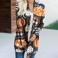 thumbnail image 4 of Lolmot Cardigan Sweaters for Women Halloween Pumpkin Cat Candy Print Knitting Cardigans Open Front Long Sleeve Lightweight Cardigan, 4 of 5