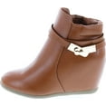 thumbnail image 2 of Static Footwear Cici-9 Womens Comfy Almond Toe Platform Hidden Wedge Ankle Bootie, 2 of 7