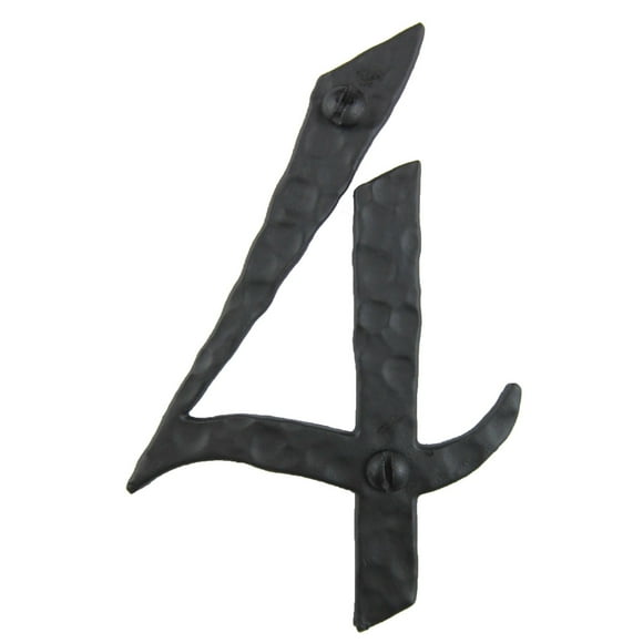 Numéro d'Adresse en Fer Forgé Martelé Rustique Espagnol 4 Pouces 4 (Noir)